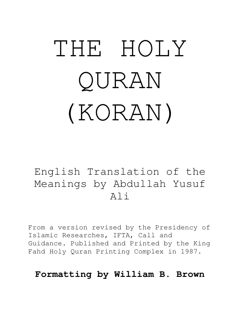 Download Abdullah Yusuf Ali Translation Of Quran Pdf